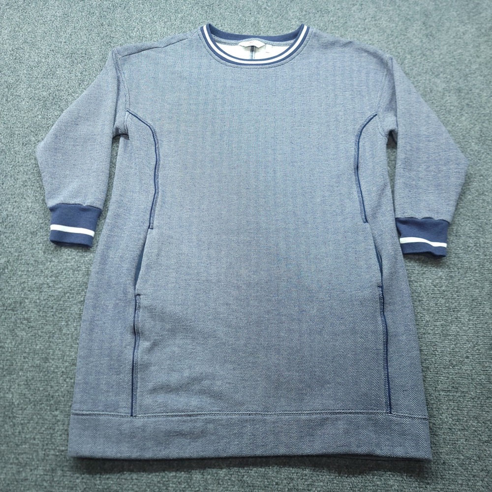 Vineyard Vines Blue Herringbone Sweatshirt Dress Pockets 2Q010241 Large